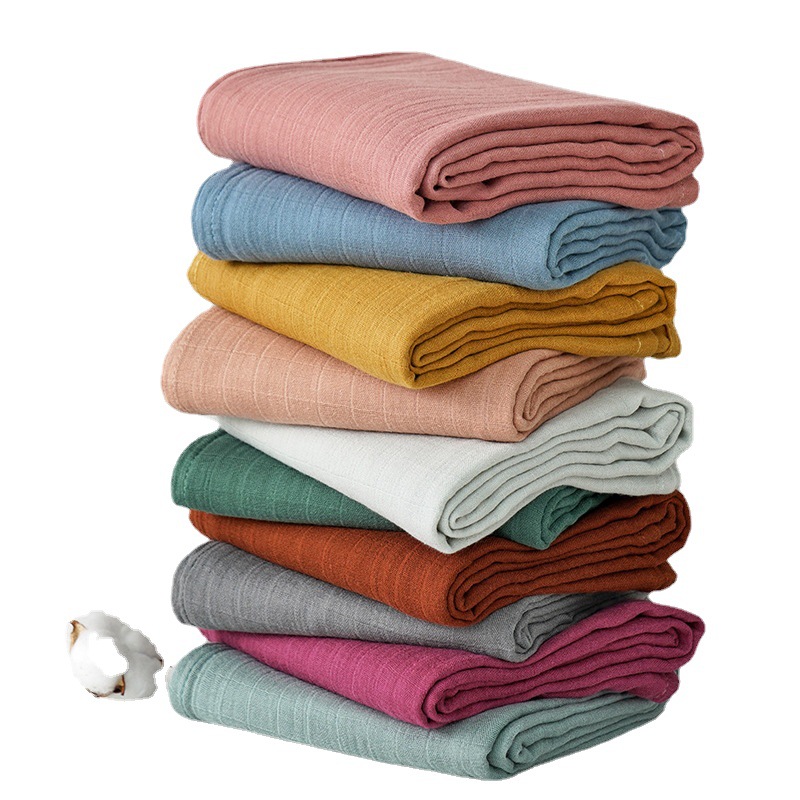 Double Gauze Bamboo Cotton Plain Color Newborn Swaddling Towel Baby Bag Bag Single Baby Holding Bath Towel Foreign Trade