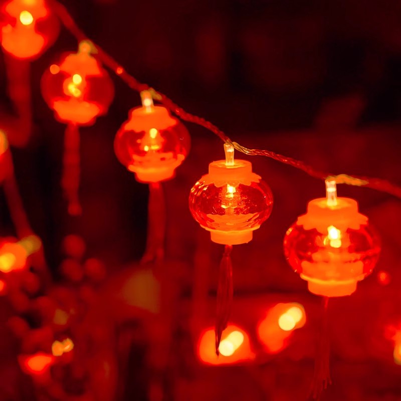 Little Red Lantern Luminous New Year Decoration Hanging Decoration Fortune 2024 Dragon Year Decoration New Year Pendant Spring Festival Decoration