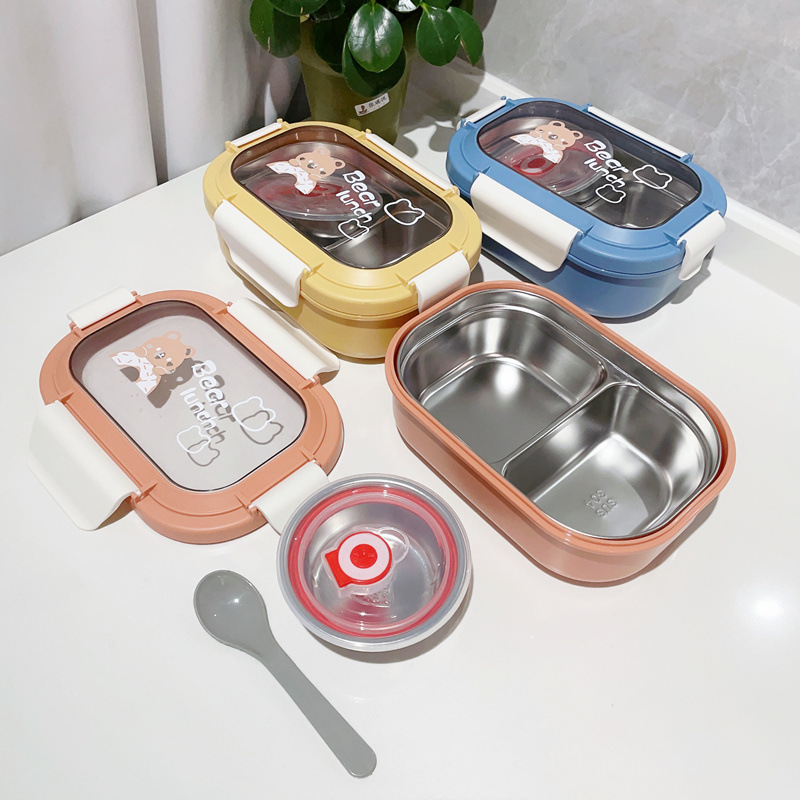 304食品級不鏽鋼飯盒學生兩格便當盒保溫加熱午餐盒上班族午餐盒