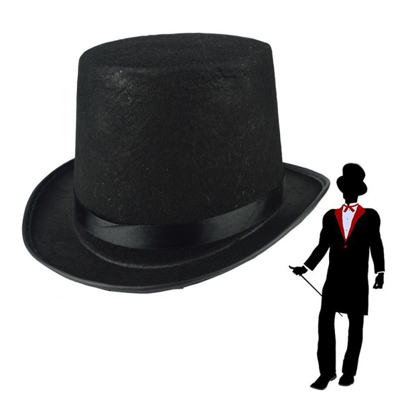 Black high hat 13cm Jazz hat Lincoln hat magician Gentleman hat non-woven fabric integrated molding dress up cos
