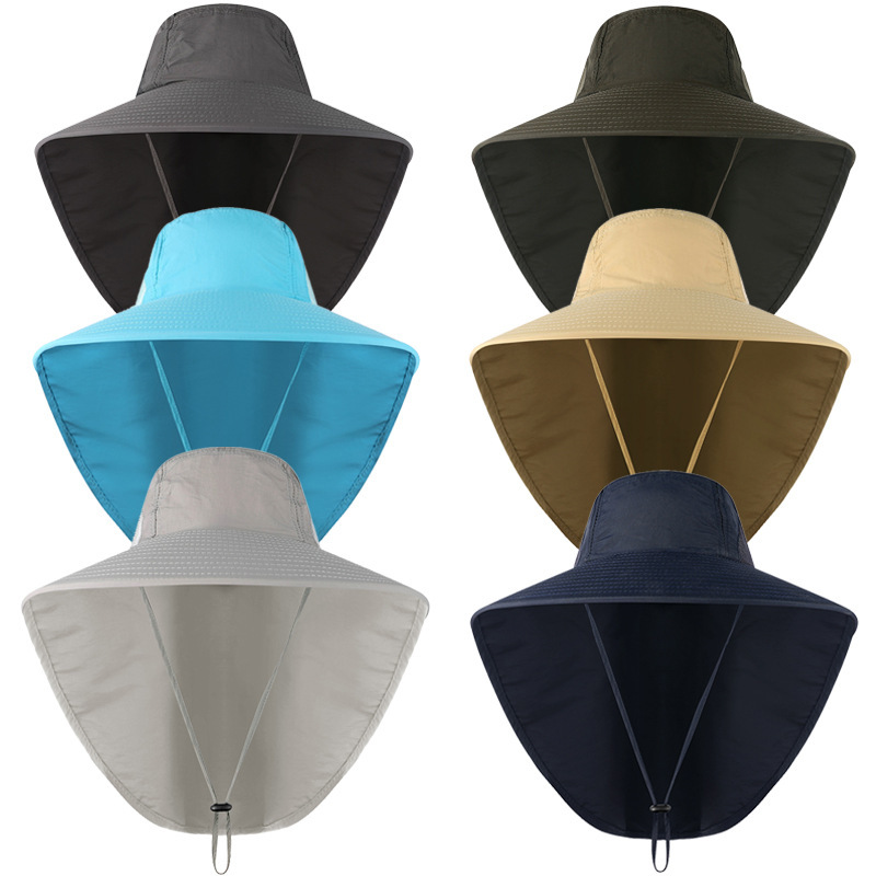 Outdoor big brim fisherman hat female Korean fashion sun protection hat female hat neck covering fishing hat sun hat wholesale
