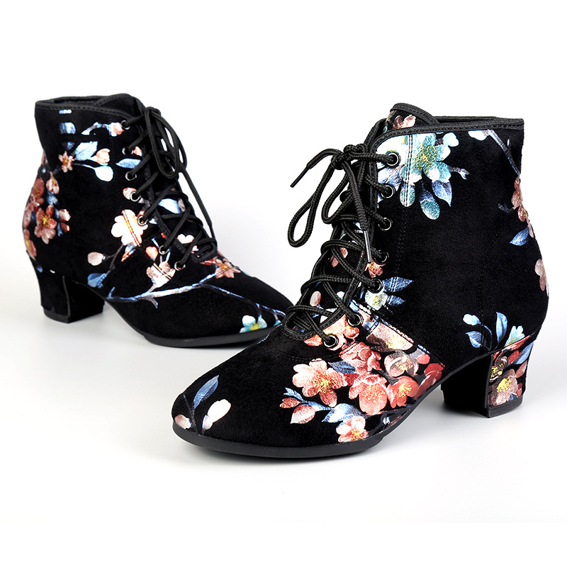 Wupa Square Dance Shoes Women's Mid-high Heel High Top Middle-aged and Elderly Soft Sole Jitterba Sailing GB Dance Shoes Thickened