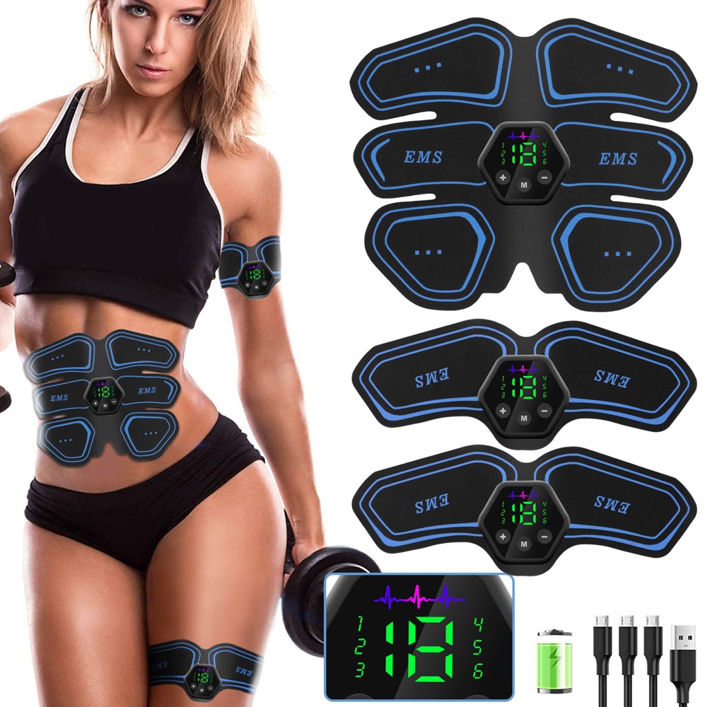 Factory direct supply Amazon digital display abdominal muscle stickers EMS muscle massage stickers outdoor sports abdominal fitness device