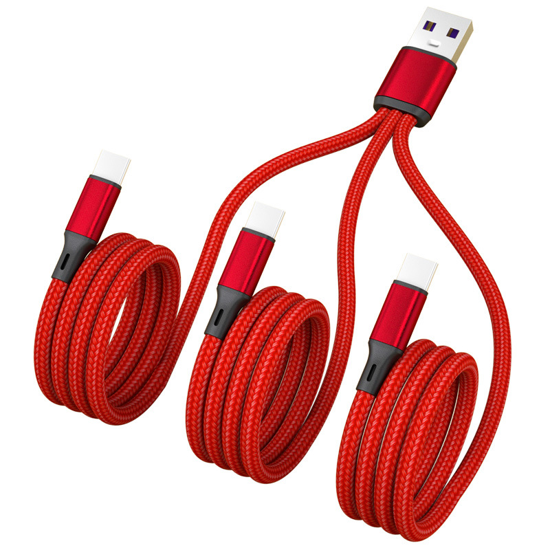 6A super fast charge one-to-three data cable suitable for Type-c Huawei Apple Android three-in-one car charging cable