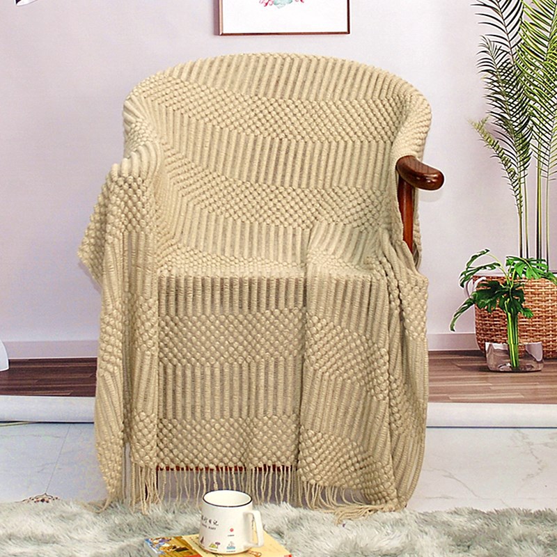 Amazon trendy knit rug Nordic casual sofa rug B&B bed runner bed end throw rug sofa rug