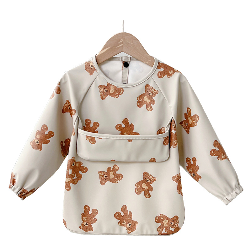 Baby's Long Sleeve Bib Class A New Children's Overalls Girls' Waterproof Men's Anti-Dirty Large Pocket Anti-Dressing 1-3-6 Years Old