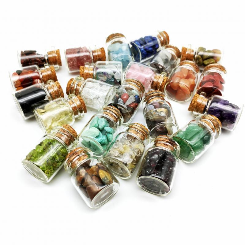 Natural pink crystal amethyst citrine white crystal gravel wishing bottle colorful pieces small bottle degaussing ornaments