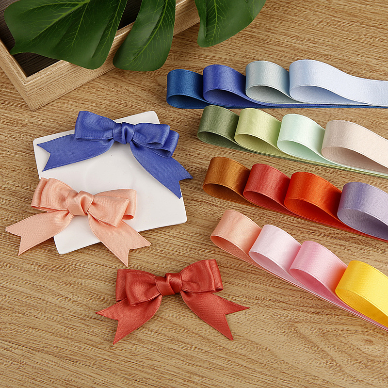 Korean Double-sided Polyester Cotton Ribbon Handmade Hair Accessories Bow Flower Gift Ribbon Bright Cotton Ribbon