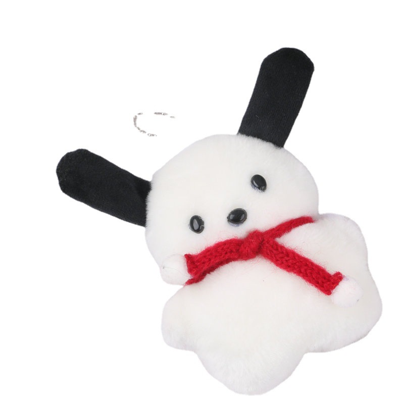 Net red plush black ear parchia dog wholesale cartoon keychain little red book with creative plush key pendant