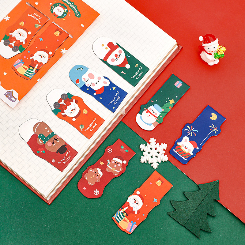 Cartoon original Christmas magnetic bookmark student Christmas exquisite stationery small gift cute creative book page clip