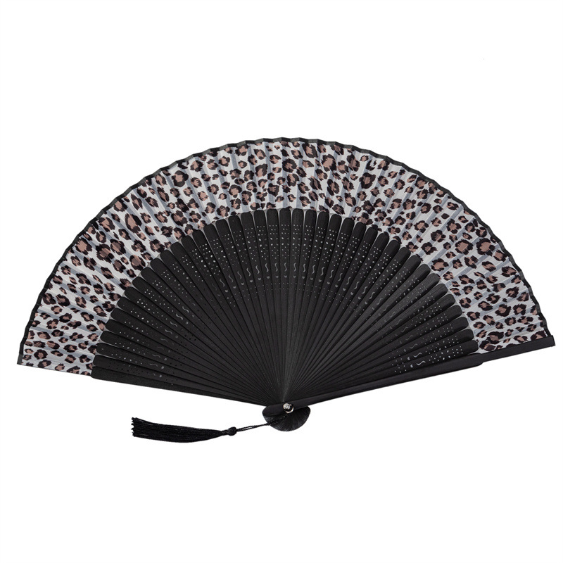 New Leopard Fan Folding Fan Chinese Style Women's Ancient Style Classical Dance Fan Craft Fan Amazon Popular Style Fan
