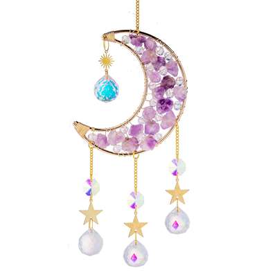 Amethyst Star Moon suncatcher Lighting Ball Pendant Pendant Sun Catcher Prism Ball Car Pendant