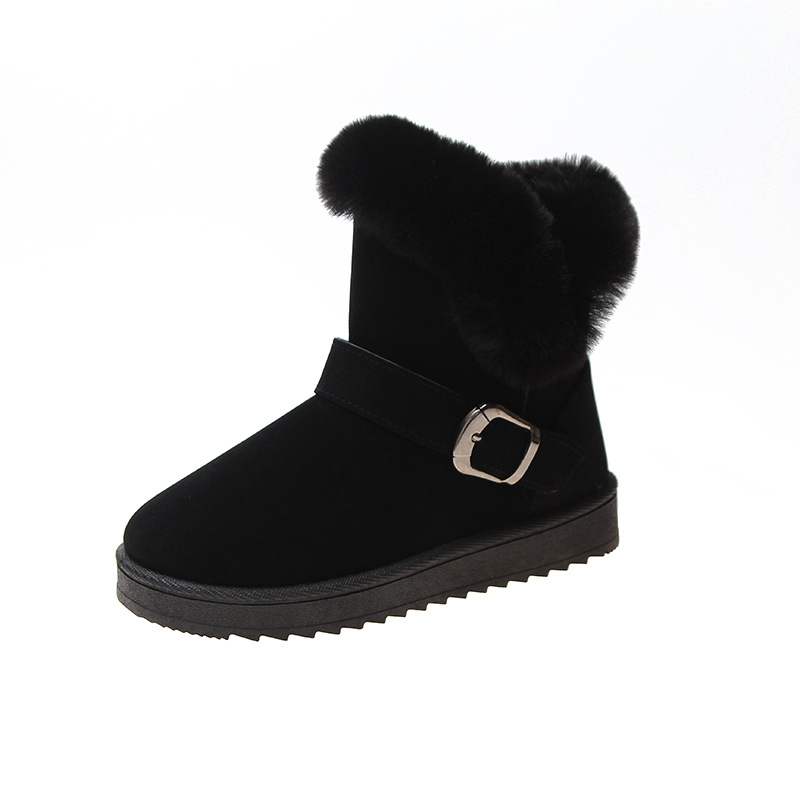 Snow Boots Women's Fur One-piece 2023 Winter New Fashion Short Tube Fleece-lined Thickened Lazy One-step Flat Boots