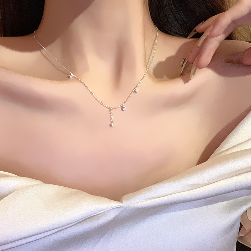 韓國輕奢精緻小眾項鍊女2023年新款高級氣質鎖骨鏈頸鏈配飾品