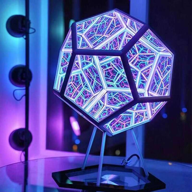 クリエイティブクールインフィニティ十二面体カラフルな芸術的なナイトライト小型 Led 照明装飾テーブルランプ|undefined