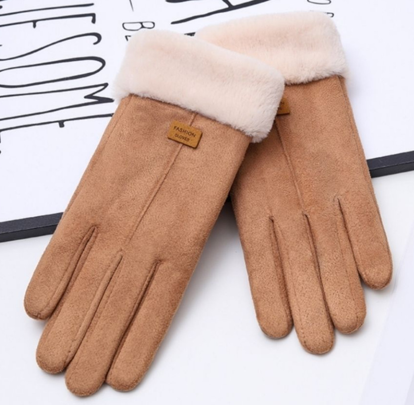 Gloves Women's Winter Velvet Thickened Warm Driving Cute Riding Autumn and Winter Windproof Cold-proof Touchscreen Cotton Gloves