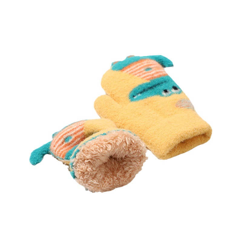 Children's gloves finger winter cute cartoon warm gloves baby halter boy fleece-lined thickened baby toddler