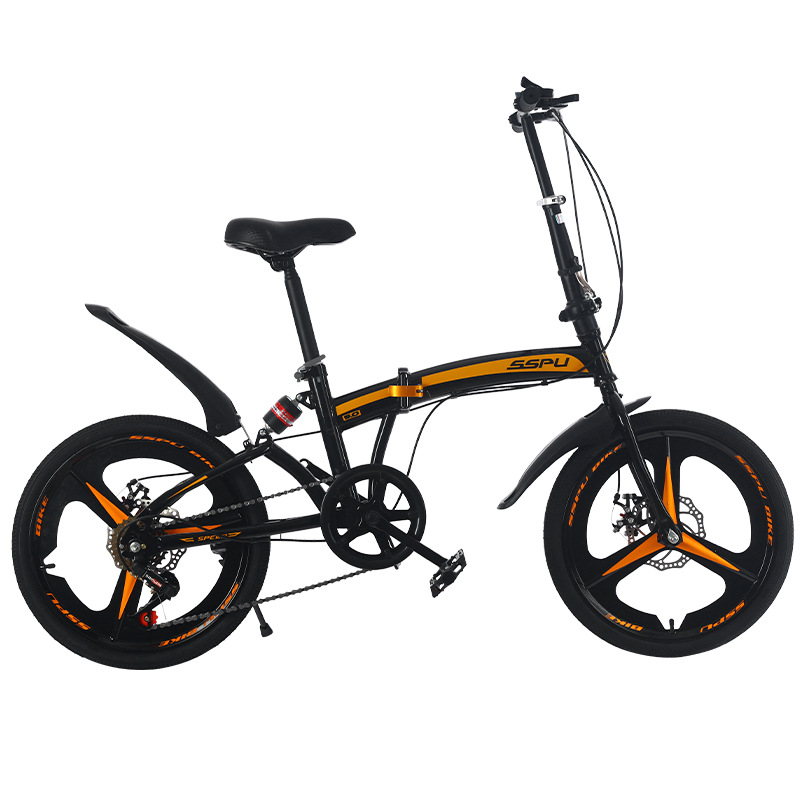 Cross-border 20 inch high carbon steel variable speed folding bicycle disc brake riding adult student road mountain bike