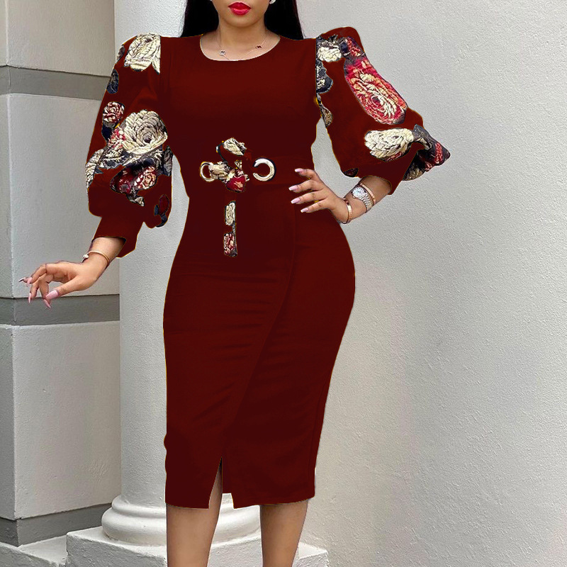 2024 Summer foreign trade women's clothing Amazon cross-border plus size temperament commuter plus size printing European and American Africa dress