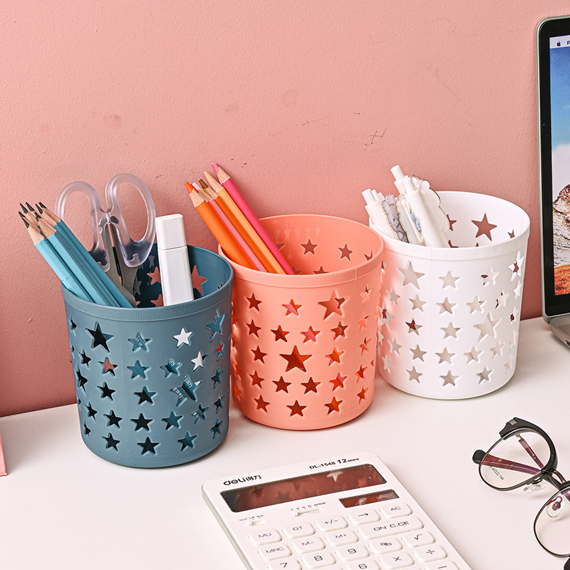 Creative Fashion Cute Pen Holder Korean Student Fresh Stars Desktop Office Storage Box Stationery Desktop Ornaments