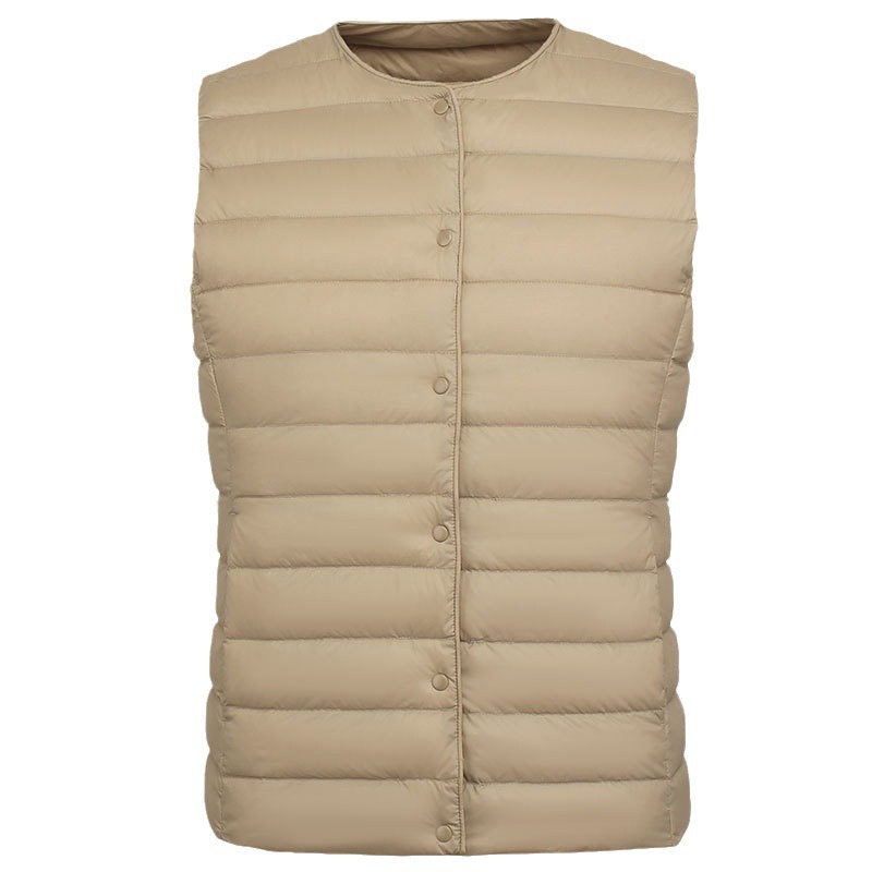 90 velvet women's liner waistcoat lightweight down jacket women's Pinghu wholesale round neck inner wear simple solid color winter vest