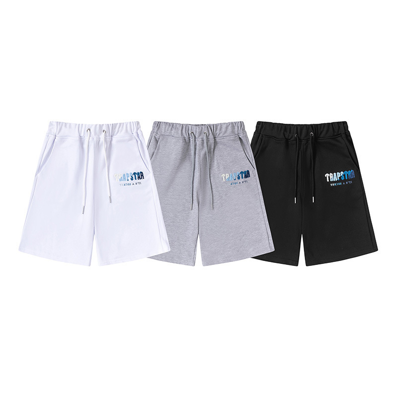 2023 cross-border Amazon new white blue gradient short sleeve shorts suit sports casual men's and women's