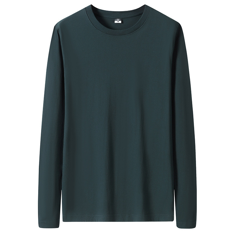200g pure cotton men's long sleeve T-shirt spring and autumn trend loose pure white sweater base shirt autumn men's clothing