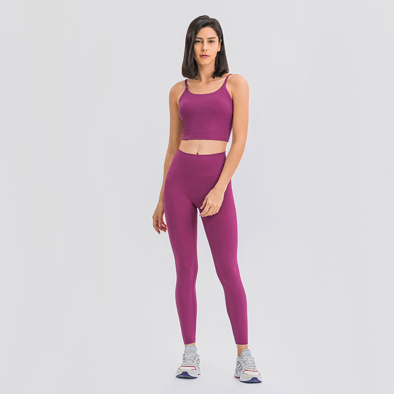 New Upgraded Naked Skin-friendly No Embarrassment Line Yoga Pants High Waist Abdominal Tight Running Fitness Cropped Pants D19108-2
