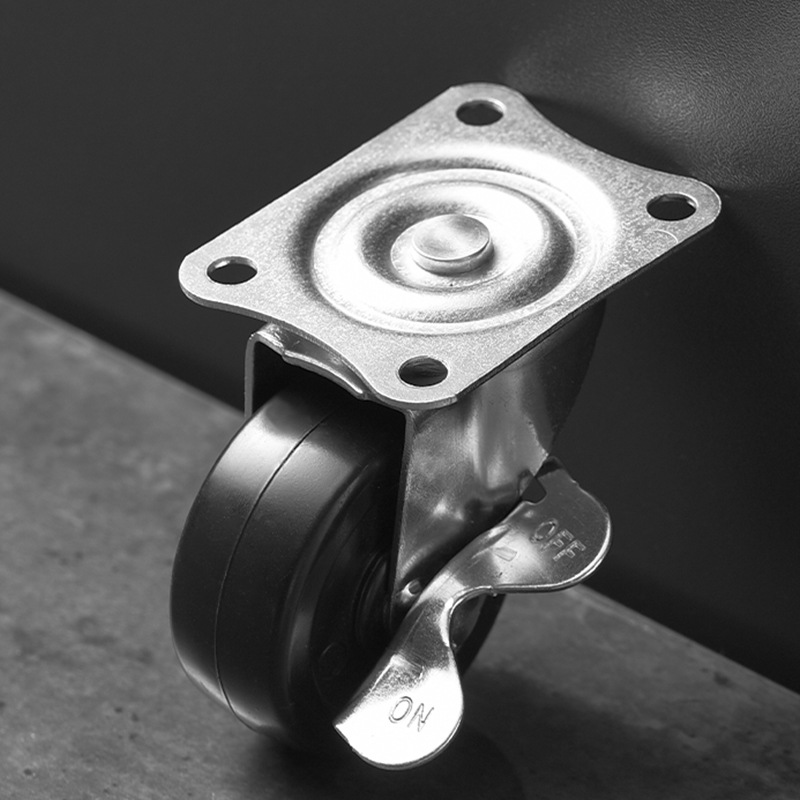 Silent rubber caster roller thickened universal wheel with brake wheel directional wheel cart caster wheel wholesale