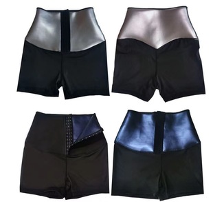 Wholesale waist thickened coated three-point shorts Women's Fitness body-shaping pants high waist breasted lifting arm abdominal pants yoga pants
