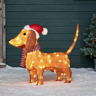 Dachshund Christmas Garden Decorative Light Dachshund Dog Light Up Outdoor Figure