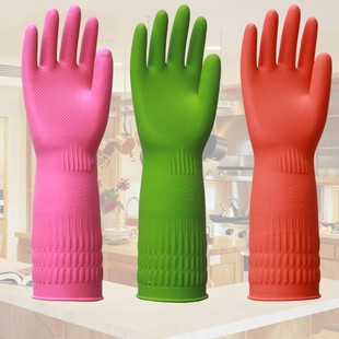 Lengthened Thickened and Durable Waterproof Rubber Beef Tendon Housework Women's Rubber Dish Washing Clothes Work Labor Protection Gloves