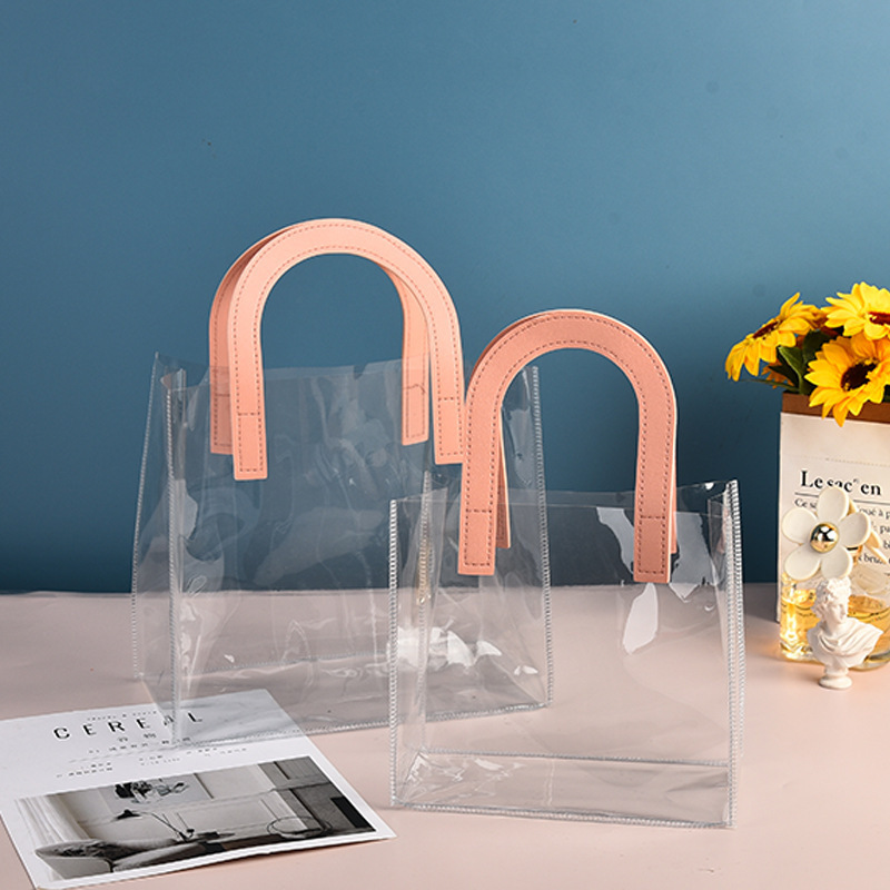 Wholesale gift pvc handbag U-shaped candy gift bag ins style plastic hand jelly bag in stock