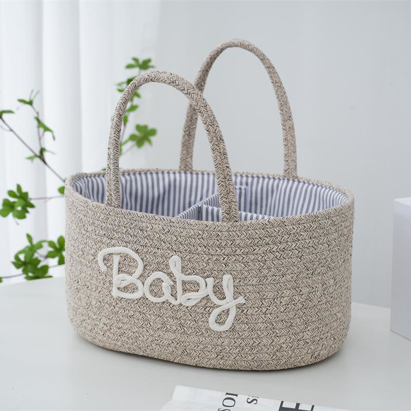 Customized Letter Style Removable Inner Cotton Rope Woven Storage Basket Dry and Wet Separation Diaper Basket Manufacturer Wholesale