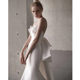 Satin Wedding Dress High-end French White Slim-fit Strapless Simple Bride Wedding Bow Out-door Yarn Spring