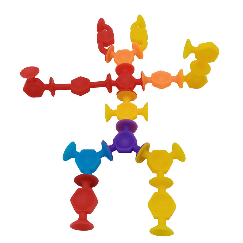 Cross-border Hot Suction Cup Soft Building Blocks Suction Music Sticky Music Children's Educational DIY Variety Matching Building Blocks Toy
