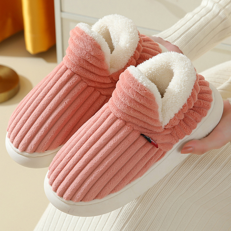 Cotton Slippers Women's Autumn and Winter Thick Bottom Home Warm Couple Slippers Home Non-slip Men's Bag with Cotton Slippers Wholesale