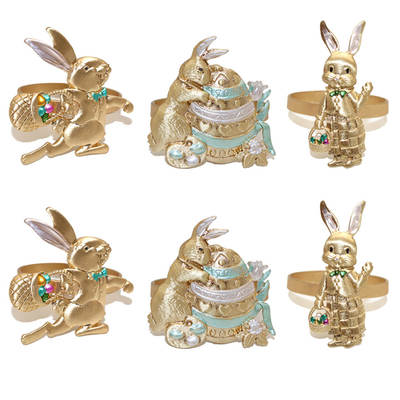 Cross-Border Hotel tableware Easter matte rabbit napkin ring cute animal napkin buckle table decoration mouth