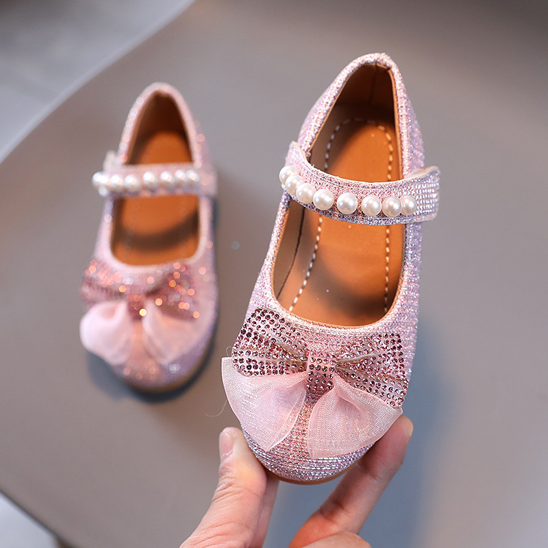 2023 Spring and Autumn New Children's Flat Shoes Girls Princess Sandals Soft Sole Small Leather Shoes Girls Baby Dance Shoes