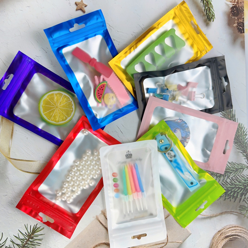 Color frosted window Yin and Yang aluminum foil bag ziplock bag mobile phone shell plastic bag accessories composite bag jewelry packaging bag