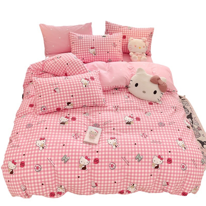 Cross-border hot Sanrio cotton four-piece melti cotton quilt cover coolomi three-piece Yugui dog bed sheet