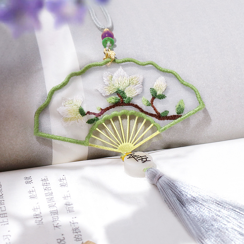 Handmade embroidery safety talisman diy bookmark key chain material bag self-embroidery production for male girlfriend gift Car pendant