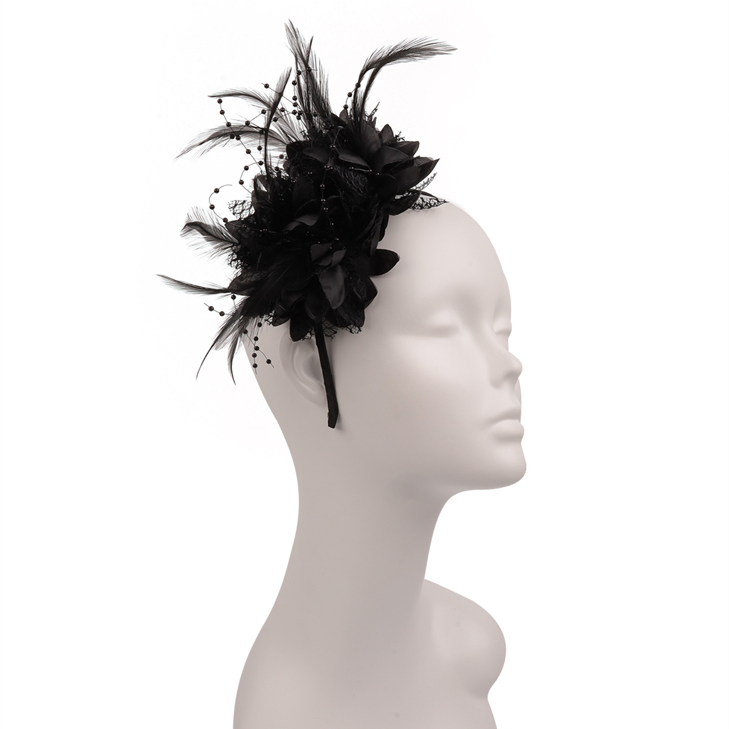 European and American Explosions Amazon Feather Headwear Bridal Mesh Hair Accessories Party Prom Topper Jockey Club Headband Hair Accessories