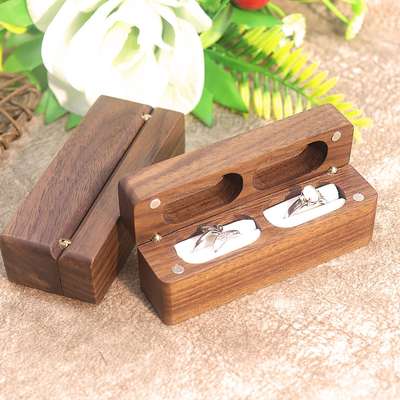 New Long Ring Box Four Magnetic Ring Jewelry Box Jewelry Black Walnut Packaging Box Jewelry Packaging Proposal Women