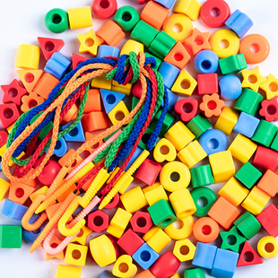 Children's Early Education Fun Color Beaded diy Handmade Educational Beaded Building Blocks Geometric Shape Bracelet Toy