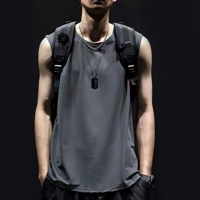 Summer Mesh Vest Men's Loose Large Size Ice Silk Quick-drying Waistcoat Men's Group Sports Fitness Basketball Sleeveless T-shirt