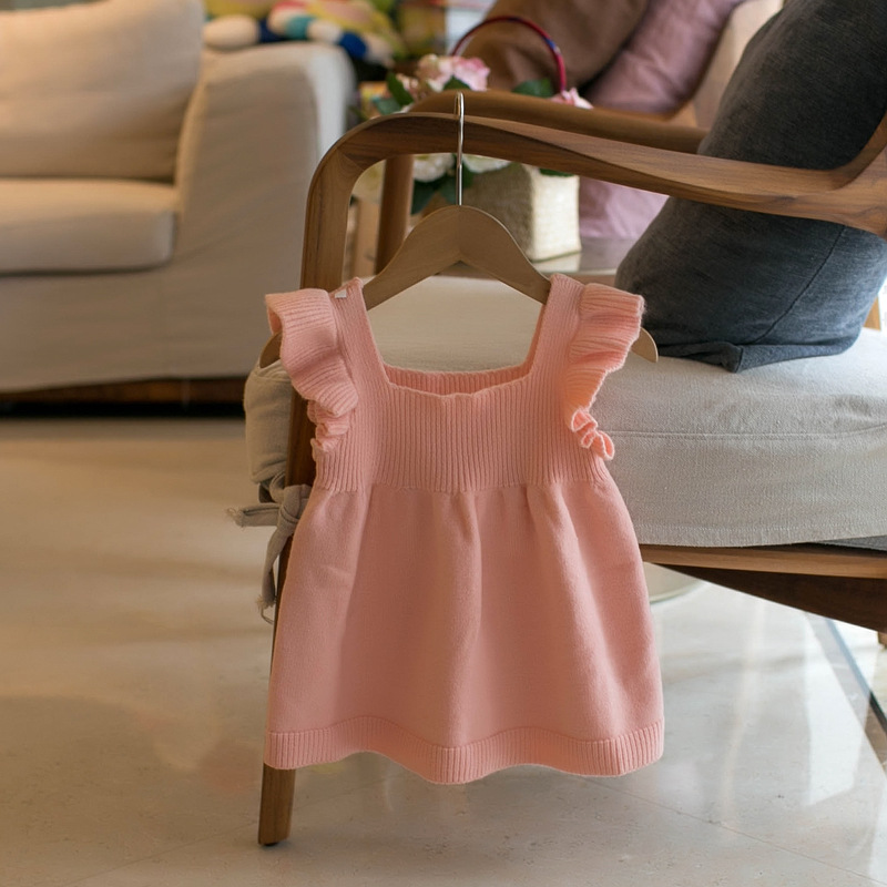 A generation of 2023 Spring children's clothing children's sweater girls sundress pure color J385