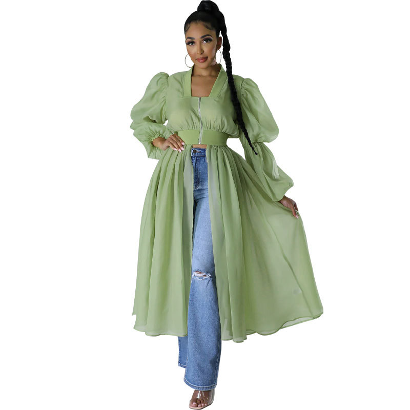 8685 European and American women's fashion solid color dress long sleeve elegant skirt Amazon cross-border Autumn New Wholesale