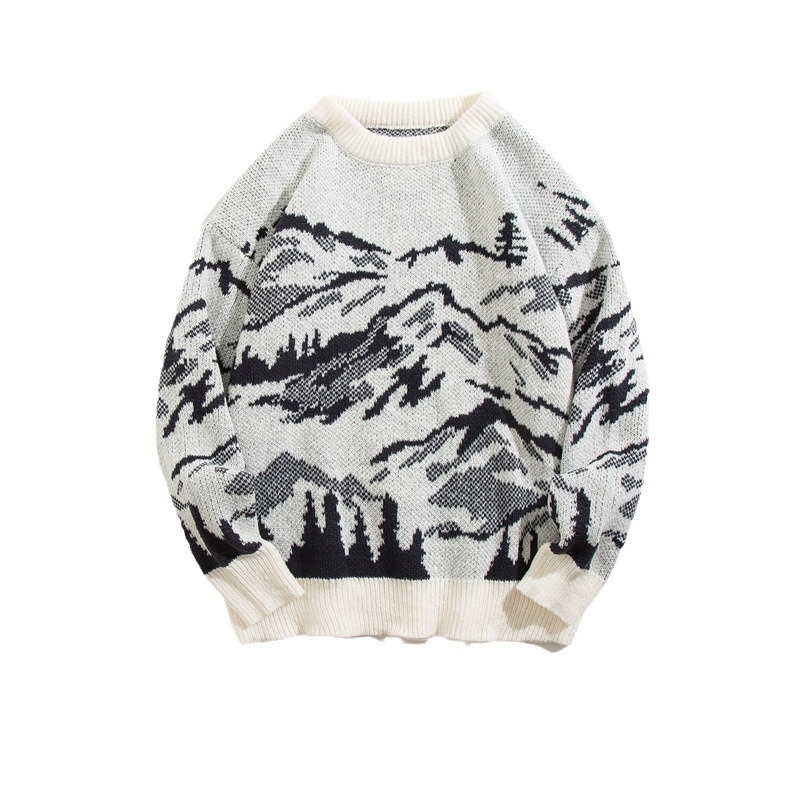 Sweater men's spring and autumn Japanese retro creative sweater Harajuku style ins loose Ruan handsome pullover sweater coat