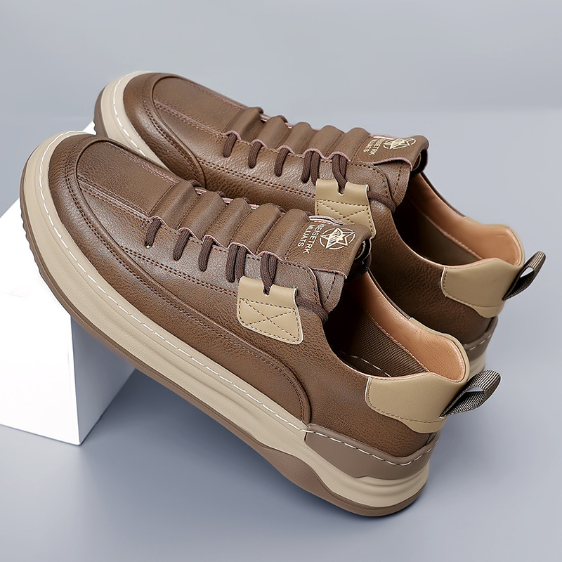 2024 summer men's board shoes thick-soled casual shoes breathable leather shoes men's trendy sports shoes all-match men's shoes wholesale